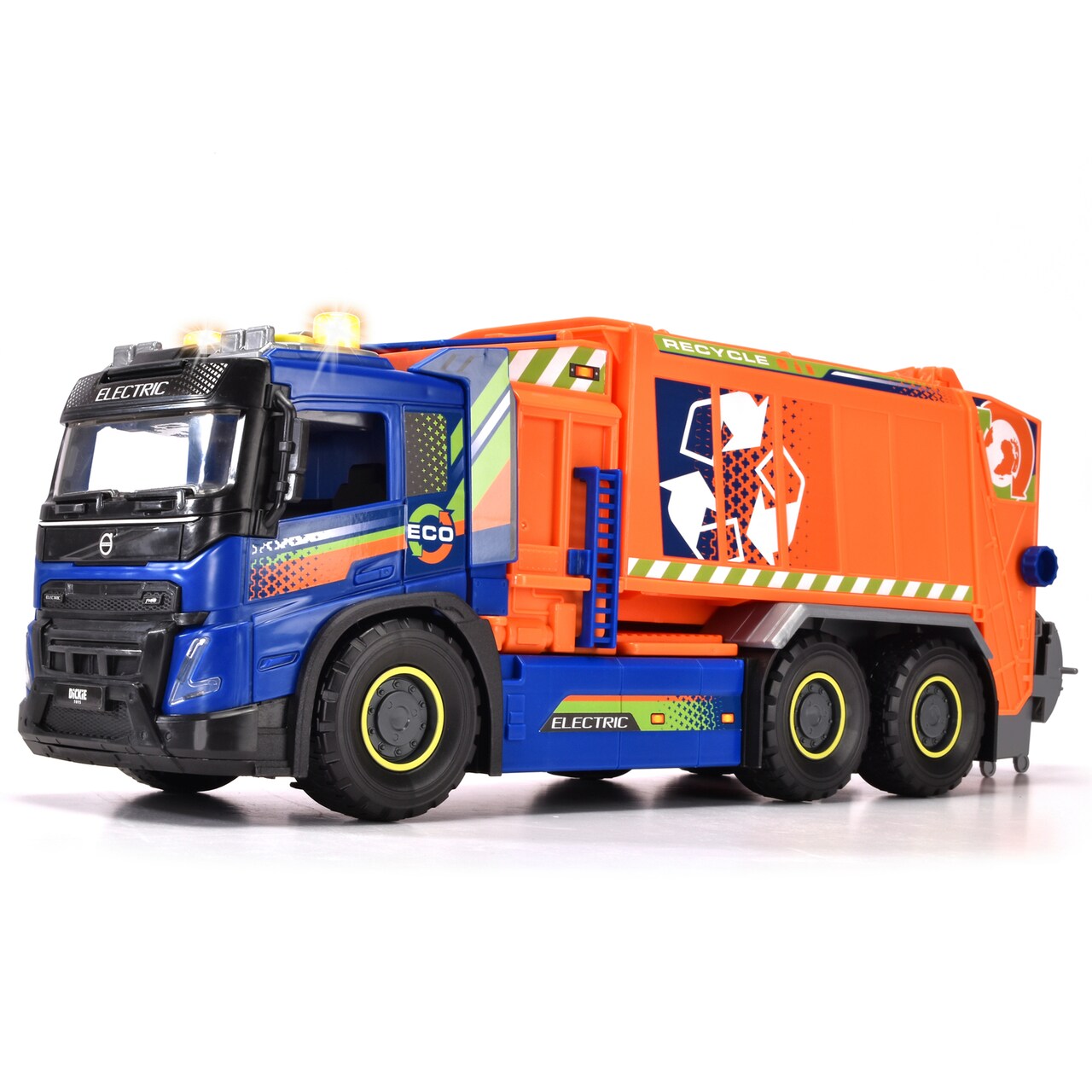 Dickie Toys: Giant Garbage Truck - Blue & Orange - 22" Volvo FMX Toy Vehicle, Light & Sound, Dumpster Bin, Moving Parts, Licensed, Kids Ages 3+